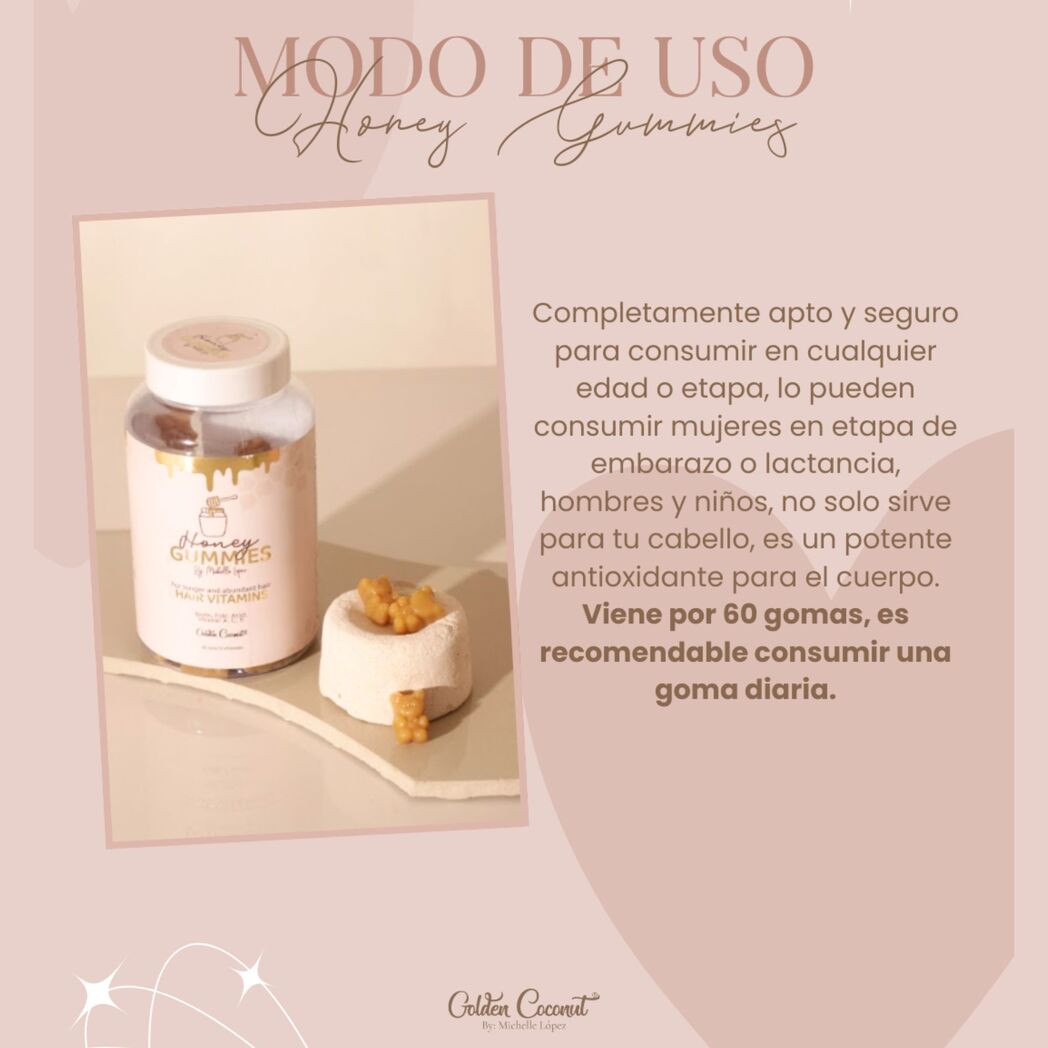 Honey Gummies - Gomitas Para Crecimiento del Cabello - Golden Coconut